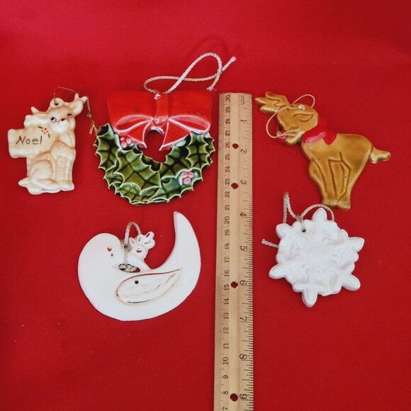 Vintage Ceramic Christmas Ornament Lot of 5 - Picture 6 of 11